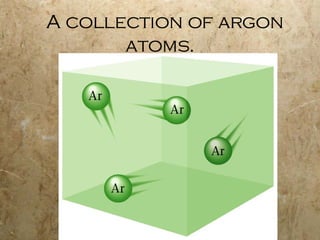 A collection of argon atoms. 