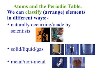 Atoms and the Periodic Table. ,[object Object],[object Object],[object Object],[object Object]