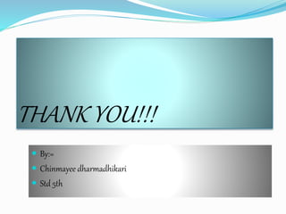 THANK YOU!!!
 By:=
 Chinmayee dharmadhikari
 Std 5th
 