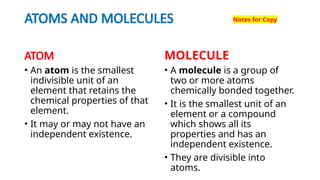 Class 6ICSE Ch4 Atoms and molecules.pptx