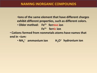 NAMING INORGANIC COMPOUNDS
 