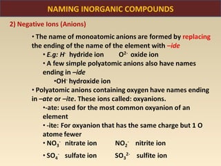 NAMING INORGANIC COMPOUNDS
 
