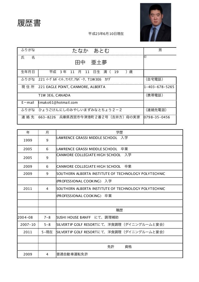 Atomu tanaka japanese resume