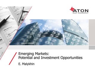 Emerging Markets:
Potential and Investment Opportunities
E. Malykhin
 