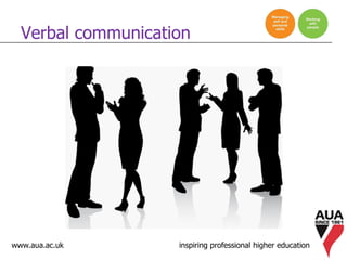 www.aua.ac.uk inspiring professional higher education
Verbal communication
 