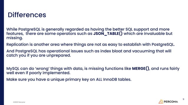 PostgreSQL versus MySQL - What Are The Real Differences | PPT