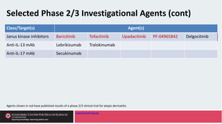 Selected Phase 2/3 Investigational Agents (cont)
Class/Target(s) Agent(s)
Janus kinase inhibitors Baricitinib Tofacitinib ...