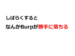 しばらくすると
なんかBurpが勝手に落ちる
 