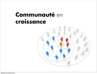 Communauté en
                            croissance




vendredi 25 novembre 2011
 