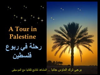 A Tour in Palestine رحلة في ربوع فلسطين   يرجى ترك الماوس جانبا  ..  المشاهد تتتابع تلقائيا مع الموسيقى 