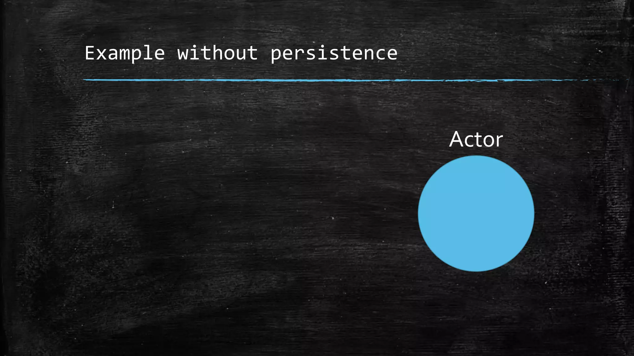 Example without persistence
Actor
 