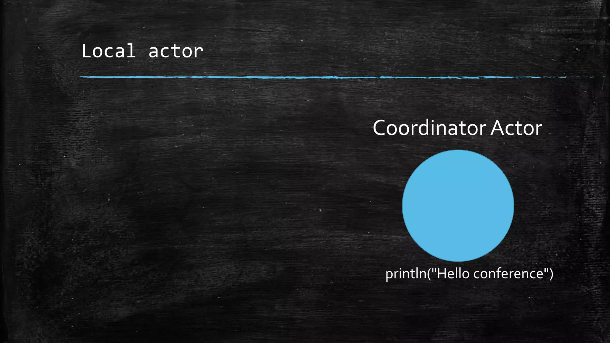 Local actor
Coordinator Actor
println("Hello conference")
 