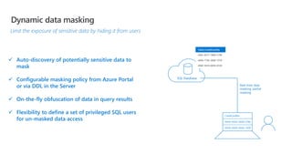 By default, Azure blocks all external
connections to port 1433
Enable in the following ways in Azure portal:
Classic porta...