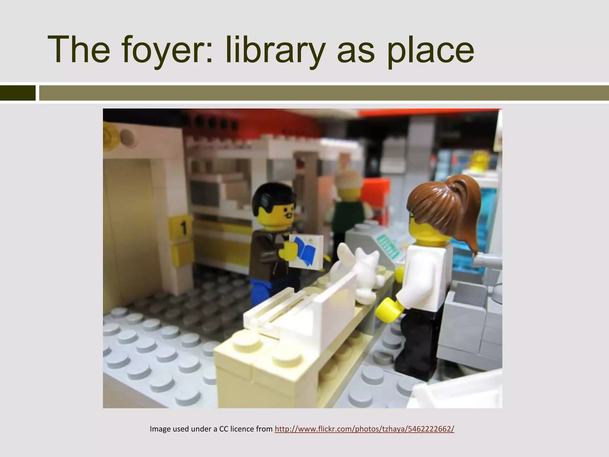 The foyer: library as place




      Image used under a CC licence from http://www.flickr.com/photos/tzhaya/5462222662/
 