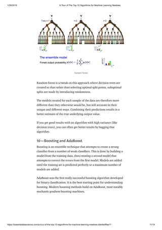 A tour of the top 10 algorithms for machine learning newbies | PDF