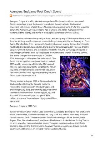 The Ultimate Guide To AVENGERS ENDGAME 2019 PDF