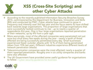 XSS (Cross-Site Scripting) and
other Cyber Attacks
According to the recently published Information Security Breaches Surve...
