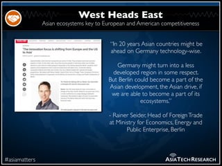Asian ecosystems key to European and American competitiveness
#asiamatters
West Heads East
ASIATECHRESEARCH
“In 20 years A...