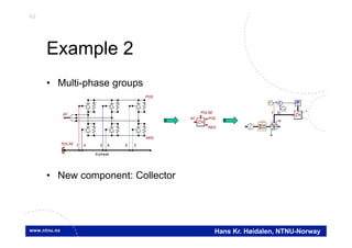 45
Hans Kr. Høidalen, NTNU-Norway
Example 2
• Multi-phase groups
• New component: Collector
AC
POS
NEG
PULSE 1 4 3 6 5 2
6-phase
AC POS
NEG
PULSE +
-
SAT
Y
Y
+
-
T
T
LCC
31
 