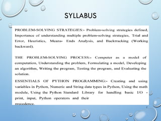 Algorithmic Thinking with Python KTU FIRST SEMESTER SUBJECT | PPTX