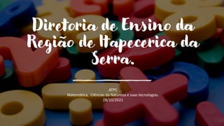 Diretoria de Ensino da
Região de Itapecerica da
Serra.
ATPC
Matemática, Ciências da Natureza e suas tecnologias.
28/10/2021
 