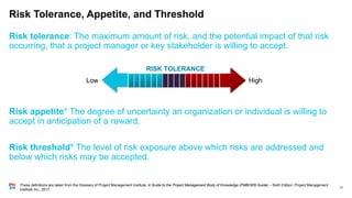 Project Risk Appetite PMP (Project Management Professional) course prepares individuals | PPTX