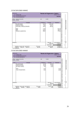20 
FUNCIONÁRIO 000002 
FUNCIONÁRIO 000003 
 