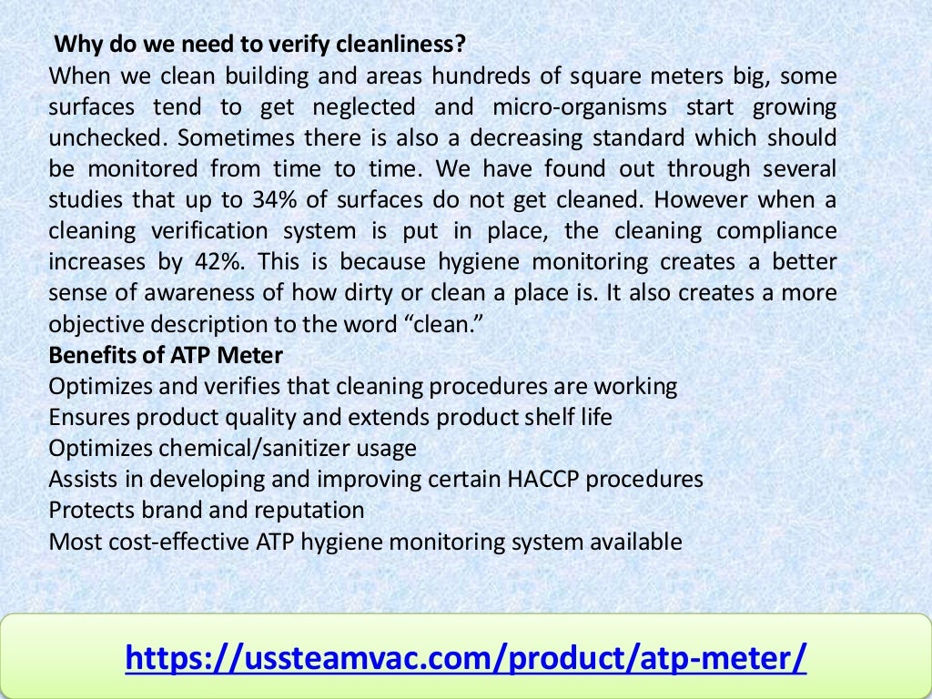 Atp testing equipment with cleaning verification
