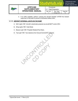 ATR72-500 SUPPLEMENTARY OPERATIONS MANUAL | PDF