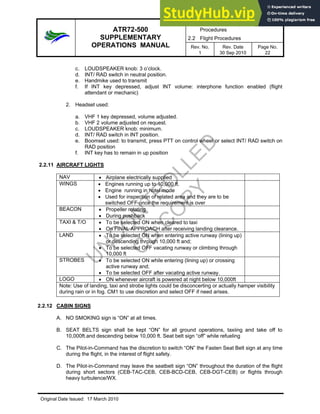 ATR72-500 SUPPLEMENTARY OPERATIONS MANUAL | PDF