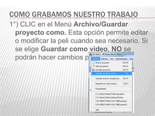 Se puede realizar en cualquier diapositiva seleccionada para agregar textos o en alguna que esté vacía. De esta manera se pueden realizar los arreglos necesarios en la peli.transicionesHacer CLIC en el Menú Editar películaCLIC en Ver transiciones de video y tenemos