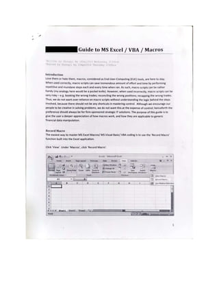 A trade support guide to macros & vba for ms excel | PDF