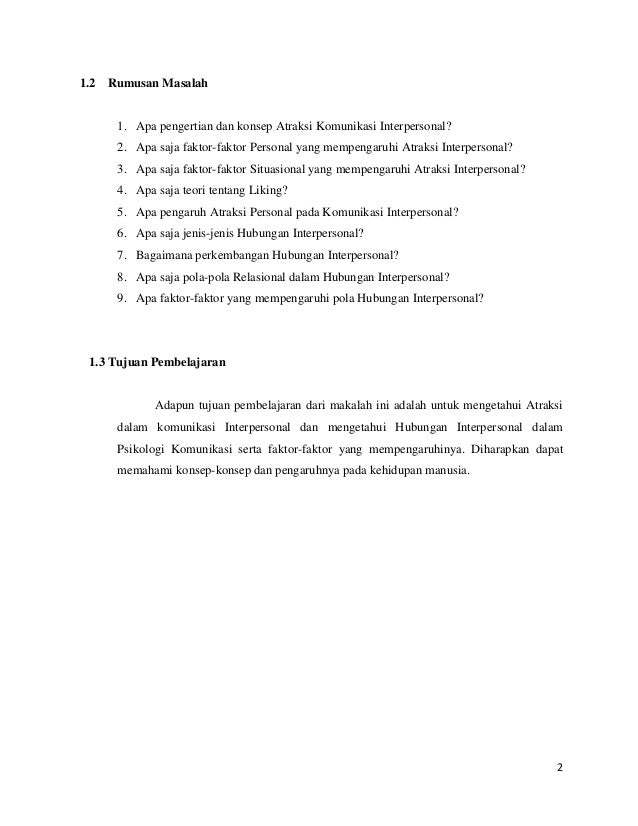 Atraksi Dlm Komunikasi Interpersonal Dan Hubungan Interpersonal Word