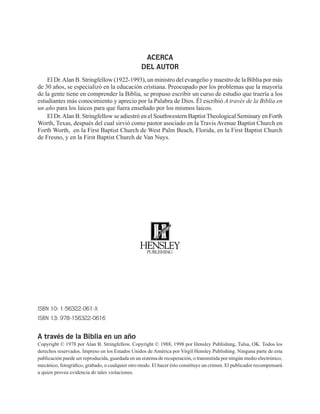 A traves de la biblia. alan stringfellow | PDF