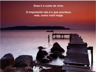 Esse é o custo de viver. O importante não é o que acontece, mas, como você reage. 