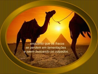 ...enquanto que os fracos
 se perdem em lamentações
e saem buscando os culpados.
 