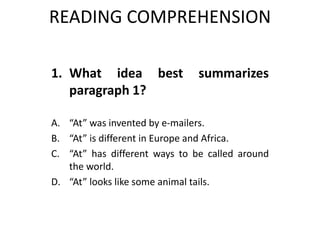 At symbol reading comprehension | PPTX