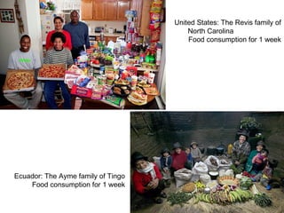 United States: The Revis family of
                                        North Carolina
                                        Food consumption for 1 week




Ecuador: The Ayme family of Tingo
    Food consumption for 1 week
 