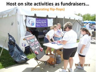 Host on site activities as fundraisers…
           (Decorating flip-flops)
 