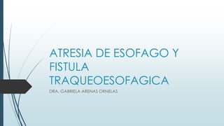 ATRESIA DE ESOFAGO Y
FISTULA
TRAQUEOESOFAGICA
DRA. GABRIELA ARENAS ORNELAS
 
