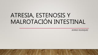 ATRESIA, ESTENOSIS Y
MALROTACIÓN INTESTINAL
JEORGE VELÁSQUEZ
 