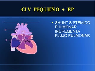 CIV PEQUEÑO + EP SHUNT SISTEMICO PULMONAR INCREMENTA FLUJO PULMONAR 
