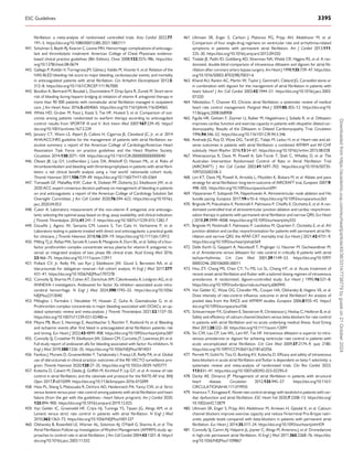 fibrillation: a meta-analysis of randomised controlled trials. Acta Cardiol 2022;77:
191–5. https://doi.org/10.1080/00015385.2021.1882111
441. Schulman S, Beyth RJ, Kearon C, Levine MN. Hemorrhagic complications of anticoagu­
lant and thrombolytic treatment: American College of Chest Physicians evidence-
based clinical practice guidelines (8th Edition). Chest 2008;133:257s–98s. https://doi.
org/10.1378/chest.08-0674
442. Gallego P, Roldán V, Torregrosa JM, Gálvez J, Valdés M, Vicente V, et al. Relation of the
HAS-BLED bleeding risk score to major bleeding, cardiovascular events, and mortality
in anticoagulated patients with atrial fibrillation. Circ Arrhythm Electrophysiol 2012;5:
312–8. https://doi.org/10.1161/CIRCEP.111.967000
443. Bouillon K, Bertrand M, Boudali L, Ducimetière P, Dray-Spira R, Zureik M. Short-term
risk of bleeding during heparin bridging at initiation of vitamin K antagonist therapy in
more than 90 000 patients with nonvalvular atrial fibrillation managed in outpatient
care. J Am Heart Assoc 2016;5:e004065. https://doi.org/10.1161/JAHA.116.004065
444. White HD, Gruber M, Feyzi J, Kaatz S, Tse HF, Husted S, et al. Comparison of out­
comes among patients randomized to warfarin therapy according to anticoagulant
control: results from SPORTIF III and V. Arch Intern Med 2007;167:239–45. https://
doi.org/10.1001/archinte.167.3.239
445. January CT, Wann LS, Alpert JS, Calkins H, Cigarroa JE, Cleveland JC, Jr, et al. 2014
AHA/ACC/HRS guideline for the management of patients with atrial fibrillation: ex­
ecutive summary: a report of the American College of Cardiology/American Heart
Association Task Force on practice guidelines and the Heart Rhythm Society.
Circulation 2014;130:2071–104. https://doi.org/10.1161/CIR.0000000000000040
446. Olesen JB, Lip GY, Lindhardsen J, Lane DA, Ahlehoff O, Hansen ML, et al. Risks of
thromboembolism and bleeding with thromboprophylaxis in patients with atrial fibril­
lation: a net clinical benefit analysis using a ‘real world’ nationwide cohort study.
Thromb Haemost 2011;106:739–49. https://doi.org/10.1160/TH11-05-0364
447. Tomaselli GF, Mahaffey KW, Cuker A, Dobesh PP, Doherty JU, Eikelboom JW, et al.
2020 ACC expert consensus decision pathway on management of bleeding in patients
on oral anticoagulants: a report of the American College of Cardiology Solution Set
Oversight Committee. J Am Coll Cardiol 2020;76:594–622. https://doi.org/10.1016/j.
jacc.2020.04.053
448. Cuker A. Laboratory measurement of the non-vitamin K antagonist oral anticoagu­
lants: selecting the optimal assay based on drug, assay availability, and clinical indication.
J Thromb Thrombolysis 2016;41:241–7. https://doi.org/10.1007/s11239-015-1282-7
449. Douxfils J, Ageno W, Samama CM, Lessire S, Ten Cate H, Verhamme P, et al.
Laboratory testing in patients treated with direct oral anticoagulants: a practical guide
for clinicians. J Thromb Haemost 2018;16:209–19. https://doi.org/10.1111/jth.13912
450. Milling TJ, Jr, Refaai MA, Sarode R, Lewis B, Mangione A, Durn BL, et al. Safety of a four-
factor prothrombin complex concentrate versus plasma for vitamin K antagonist re­
versal: an integrated analysis of two phase IIIb clinical trials. Acad Emerg Med 2016;
23:466–75. https://doi.org/10.1111/acem.12911
451. Pollack CV, Jr, Reilly PA, van Ryn J, Eikelboom JW, Glund S, Bernstein RA, et al.
Idarucizumab for dabigatran reversal—full cohort analysis. N Engl J Med 2017;377:
431–41. https://doi.org/10.1056/NEJMoa1707278
452. Connolly SJ, Sharma M, Cohen AT, Demchuk AM, Członkowska A, Lindgren AG, et al.
ANNEXA–I investigators. Andexanet for factor Xa inhibitor–associated acute intra­
cerebral hemorrhage. N Engl J Med 2024;390:1745–55. https://doi.org/10.1056/
NEJMoa2313040
453. Milioglou I, Farmakis I, Neudeker M, Hussain Z, Guha A, Giannakoulas G, et al.
Prothrombin complex concentrate in major bleeding associated with DOACs; an up­
dated systematic review and meta-analysis. J Thromb Thrombolysis 2021;52:1137–50.
https://doi.org/10.1007/s11239-021-02480-w
454. Meyre PB, Blum S, Hennings E, Aeschbacher S, Reichlin T, Rodondi N, et al. Bleeding
and ischaemic events after first bleed in anticoagulated atrial fibrillation patients: risk
and timing. Eur Heart J 2022;43:4899–908. https://doi.org/10.1093/eurheartj/ehac587
455. Connolly SJ, Crowther M, Eikelboom JW, Gibson CM, Curnutte JT, Lawrence JH, et al.
Full study report of andexanet alfa for bleeding associated with factor Xa inhibitors. N
Engl J Med 2019;380:1326–35. https://doi.org/10.1056/NEJMoa1814051
456. Fanikos J, Murwin D, Gruenenfelder F, Tartakovsky I, França LR, Reilly PA, et al. Global
use of idarucizumab in clinical practice: outcomes of the RE-VECTO surveillance pro­
gram. Thromb Haemost 2020;120:27–35. https://doi.org/10.1055/s-0039-1695771
457. Kotecha D, Calvert M, Deeks JJ, Griffith M, Kirchhof P, Lip GY, et al. A review of rate
control in atrial fibrillation, and the rationale and protocol for the RATE-AF trial. BMJ
Open 2017;7:e015099. https://doi.org/10.1136/bmjopen-2016-015099
458. Hess PL, Sheng S, Matsouaka R, DeVore AD, Heidenreich PA, Yancy CW, et al. Strict
versus lenient versus poor rate control among patients with atrial fibrillation and heart
failure (from the get with the guidelines—heart failure program). Am J Cardiol 2020;
125:894–900. https://doi.org/10.1016/j.amjcard.2019.12.025
459. Van Gelder IC, Groenveld HF, Crijns HJ, Tuininga YS, Tijssen JG, Alings AM, et al.
Lenient versus strict rate control in patients with atrial fibrillation. N Engl J Med
2010;362:1363–73. https://doi.org/10.1056/NEJMoa1001337
460. Olshansky B, Rosenfeld LE, Warner AL, Solomon AJ, O’Neill G, Sharma A, et al. The
Atrial Fibrillation Follow-up Investigation of Rhythm Management (AFFIRM) study: ap­
proaches to control rate in atrial fibrillation. J Am Coll Cardiol 2004;43:1201–8. https://
doi.org/10.1016/j.jacc.2003.11.032
461. Ulimoen SR, Enger S, Carlson J, Platonov PG, Pripp AH, Abdelnoor M, et al.
Comparison of four single-drug regimens on ventricular rate and arrhythmia-related
symptoms in patients with permanent atrial fibrillation. Am J Cardiol 2013;111:
225–30. https://doi.org/10.1016/j.amjcard.2012.09.020
462. Tisdale JE, Padhi ID, Goldberg AD, Silverman NA, Webb CR, Higgins RS, et al. A ran­
domized, double-blind comparison of intravenous diltiazem and digoxin for atrial fib­
rillation after coronary artery bypass surgery. Am Heart J 1998;135:739–47. https://doi.
org/10.1016/S0002-8703(98)70031-6
463. Khand AU, Rankin AC, Martin W, Taylor J, Gemmell I, Cleland JG. Carvedilol alone or
in combination with digoxin for the management of atrial fibrillation in patients with
heart failure? J Am Coll Cardiol 2003;42:1944–51. https://doi.org/10.1016/j.jacc.2003.
07.020
464. Nikolaidou T, Channer KS. Chronic atrial fibrillation: a systematic review of medical
heart rate control management. Postgrad Med J 2009;85:303–12. https://doi.org/10.
1136/pgmj.2008.068908
465. Figulla HR, Gietzen F, Zeymer U, Raiber M, Hegselmann J, Soballa R, et al. Diltiazem
improves cardiac function and exercise capacity in patients with idiopathic dilated car­
diomyopathy. Results of the Diltiazem in Dilated Cardiomyopathy Trial. Circulation
1996;94:346–52. https://doi.org/10.1161/01.CIR.94.3.346
466. Andrade JG, Roy D, Wyse DG, Tardif JC, Talajic M, Leduc H, et al. Heart rate and ad­
verse outcomes in patients with atrial fibrillation: a combined AFFIRM and AF-CHF
substudy. Heart Rhythm 2016;13:54–61. https://doi.org/10.1016/j.hrthm.2015.08.028
467. Weerasooriya R, Davis M, Powell A, Szili-Torok T, Shah C, Whalley D, et al. The
Australian Intervention Randomized Control of Rate in Atrial Fibrillation Trial
(AIRCRAFT). J Am Coll Cardiol 2003;41:1697–702. https://doi.org/10.1016/S0735-
1097(03)00338-3
468. Lim KT, Davis MJ, Powell A, Arnolda L, Moulden K, Bulsara M, et al. Ablate and pace
strategy for atrial fibrillation: long-term outcome of AIRCRAFT trial. Europace 2007;9:
498–505. https://doi.org/10.1093/europace/eum091
469. Vijayaraman P, Subzposh FA, Naperkowski A. Atrioventricular node ablation and His
bundle pacing. Europace 2017;19:iv10–6. https://doi.org/10.1093/europace/eux263
470. Brignole M, Pokushalov E, Pentimalli F, Palmisano P, Chieffo E, Occhetta E, et al. A ran­
domized controlled trial of atrioventricular junction ablation and cardiac resynchroni­
zation therapy in patients with permanent atrial fibrillation and narrow QRS. Eur Heart
J 2018;39:3999–4008. https://doi.org/10.1093/eurheartj/ehy555
471. Brignole M, Pentimalli F, Palmisano P, Landolina M, Quartieri F, Occhetta E, et al. AV
junction ablation and cardiac resynchronization for patients with permanent atrial fib­
rillation and narrow QRS: the APAF-CRT mortality trial. Eur Heart J 2021;42:4731–9.
https://doi.org/10.1093/eurheartj/ehab569
472. Delle Karth G, Geppert A, Neunteufl T, Priglinger U, Haumer M, Gschwandtner M,
et al. Amiodarone versus diltiazem for rate control in critically ill patients with atrial
tachyarrhythmias. Crit Care Med 2001;29:1149–53. https://doi.org/10.1097/
00003246-200106000-00011
473. Hou ZY, Chang MS, Chen CY, Tu MS, Lin SL, Chiang HT, et al. Acute treatment of
recent-onset atrial fibrillation and flutter with a tailored dosing regimen of intravenous
amiodarone. A randomized, digoxin-controlled study. Eur Heart J 1995;16:521–8.
https://doi.org/10.1093/oxfordjournals.eurheartj.a060945
474. Van Gelder IC, Wyse DG, Chandler ML, Cooper HA, Olshansky B, Hagens VE, et al.
Does intensity of rate-control influence outcome in atrial fibrillation? An analysis of
pooled data from the RACE and AFFIRM studies. Europace 2006;8:935–42. https://
doi.org/10.1093/europace/eul106
475. Scheuermeyer FX, Grafstein E, Stenstrom R, Christenson J, Heslop C, Heilbron B, et al.
Safety and efficiency of calcium channel blockers versus beta-blockers for rate control
in patients with atrial fibrillation and no acute underlying medical illness. Acad Emerg
Med 2013;20:222–30. https://doi.org/10.1111/acem.12091
476. Siu CW, Lau CP, Lee WL, Lam KF, Tse HF. Intravenous diltiazem is superior to intra­
venous amiodarone or digoxin for achieving ventricular rate control in patients with
acute uncomplicated atrial fibrillation. Crit Care Med 2009;37:2174–9, quiz 2180.
https://doi.org/10.1097/CCM.0b013e3181a02f56
477. Perrett M, Gohil N, Tica O, Bunting KV, Kotecha D. Efficacy and safety of intravenous
beta-blockers in acute atrial fibrillation and flutter is dependent on beta-1 selectivity: a
systematic review and meta-analysis of randomised trials. Clin Res Cardiol 2023;
113:831–41. https://doi.org/10.1007/s00392-023-02295-0
478. Darby AE, Dimarco JP. Management of atrial fibrillation in patients with structural
heart disease. Circulation 2012;125:945–57. https://doi.org/10.1161/
CIRCULATIONAHA.111.019935
479. Imamura T, Kinugawa K. Novel rate control strategy with landiolol in patients with car­
diac dysfunction and atrial fibrillation. ESC Heart Fail 2020;7:2208–13. https://doi.org/
10.1002/ehf2.12879
480. Ulimoen SR, Enger S, Pripp AH, Abdelnoor M, Arnesen H, Gjesdal K, et al. Calcium
channel blockers improve exercise capacity and reduce N-terminal Pro-B-type natri­
uretic peptide levels compared with beta-blockers in patients with permanent atrial
fibrillation. Eur Heart J 2014;35:517–24. https://doi.org/10.1093/eurheartj/eht429
481. Connolly SJ, Camm AJ, Halperin JL, Joyner C, Alings M, Amerena J, et al. Dronedarone
in high-risk permanent atrial fibrillation. N Engl J Med 2011;365:2268–76. https://doi.
org/10.1056/NEJMoa1109867
ESC Guidelines 3395
Downloaded
from
https://academic.oup.com/eurheartj/article/45/36/3314/7738779
by
guest
on
21
October
2024
 