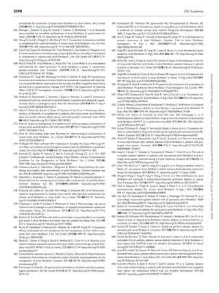 amiodarone for conversion of acute atrial fibrillation to sinus rhythm. Am J Cardiol
2000;86:950–3. https://doi.org/10.1016/S0002-9149(00)01128-0
565. Reisinger J, Gatterer E, Lang W, Vanicek T, Eisserer G, Bachleitner T, et al. Flecainide
versus ibutilide for immediate cardioversion of atrial fibrillation of recent onset. Eur
Heart J 2004;25:1318–24. https://doi.org/10.1016/j.ehj.2004.04.030
566. Zhang N, Guo JH, Zhang H, Li XB, Zhang P, Xn Y. Comparison of intravenous ibutilide
vs. propafenone for rapid termination of recent onset atrial fibrillation. Int J Clin Pract
2005;59:1395–400. https://doi.org/10.1111/j.1368-5031.2005.00705.x
567. Camm AJ, Capucci A, Hohnloser SH, Torp-Pedersen C, Van Gelder IC, Mangal B, et al.
A randomized active-controlled study comparing the efficacy and safety of vernakalant
to amiodarone in recent-onset atrial fibrillation. J Am Coll Cardiol 2011;57:313–21.
https://doi.org/10.1016/j.jacc.2010.07.046
568. Roy D, Pratt CM, Torp-Pedersen C, Wyse DG, Toft E, Juul-Moller S, et al. Vernakalant
hydrochloride for rapid conversion of atrial fibrillation: a phase 3, randomized,
placebo-controlled trial. Circulation 2008;117:1518–25. https://doi.org/10.1161/
CIRCULATIONAHA.107.723866
569. Deedwania PC, Singh BN, Ellenbogen K, Fisher S, Fletcher R, Singh SN. Spontaneous
conversion and maintenance of sinus rhythm by amiodarone in patients with heart fail­
ure and atrial fibrillation: observations from the veterans affairs congestive heart failure
survival trial of antiarrhythmic therapy (CHF-STAT). The Department of Veterans
Affairs CHF-STAT Investigators. Circulation 1998;98:2574–9. https://doi.org/10.1161/
01.cir.98.23.2574
570. Hofmann R, Steinwender C, Kammler J, Kypta A, Wimmer G, Leisch F. Intravenous
amiodarone bolus for treatment of atrial fibrillation in patients with advanced congest­
ive heart failure or cardiogenic shock. Wien Klin Wochenschr 2004;116:744–9. https://
doi.org/10.1007/s00508-004-0264-0
571. Alboni P, Botto GL, Boriani G, Russo G, Pacchioni F, Iori M, et al. Intravenous admin­
istration of flecainide or propafenone in patients with recent-onset atrial fibrillation
does not predict adverse effects during ‘pill-in-the-pocket’ treatment. Heart 2010;
96:546–9. https://doi.org/10.1136/hrt.2009.187963
572. Khan IA. Single oral loading dose of propafenone for pharmacological cardioversion of
recent-onset atrial fibrillation. J Am Coll Cardiol 2001;37:542–7. https://doi.org/10.1016/
S0735-1097(00)01116-5
573. Khan IA. Oral loading single dose flecainide for pharmacological cardioversion of
recent-onset atrial fibrillation. Int J Cardiol 2003;87:121–8. https://doi.org/10.1016/
S0167-5273(02)00467-9
574. Al-Khatib SM, Allen LaPointe NM, Chatterjee R, Crowley MJ, Dupre ME, Kong DF,
et al. Rate- and rhythm-control therapies in patients with atrial fibrillation: a systematic
review. Ann Intern Med 2014;160:760–73. https://doi.org/10.7326/M13-1467
575. Andrade JG, Aguilar M, Atzema C, Bell A, Cairns JA, Cheung CC, et al. The 2020
Canadian Cardiovascular Society/Canadian Heart Rhythm Society Comprehensive
Guidelines for the Management of Atrial Fibrillation. Can J Cardiol 2020;36:
1847–948. https://doi.org/10.1016/j.cjca.2020.09.001
576. Lafuente-Lafuente C, Valembois L, Bergmann JF, Belmin J. Antiarrhythmics for main­
taining sinus rhythm after cardioversion of atrial fibrillation. Cochrane Database Syst
Rev 2015;3:CD005049. https://doi.org/10.1002/14651858.CD005049.pub4
577. Valembois L, Audureau E, Takeda A, Jarzebowski W, Belmin J, Lafuente-Lafuente C.
Antiarrhythmics for maintaining sinus rhythm after cardioversion of atrial fibrillation.
Cochrane Database Syst Rev 2019;2019:Cd005049. https://doi.org/10.1002/
14651858.CD005049.pub5
578. Crijns HJ, Van Gelder IC, Van Gilst WH, Hillege H, Gosselink AM, Lie KI. Serial antiar­
rhythmic drug treatment to maintain sinus rhythm after electrical cardioversion for
chronic atrial fibrillation or atrial flutter. Am J Cardiol 1991;68:335–41. https://doi.
org/10.1016/0002-9149(91)90828-9
579. Chatterjee S, Sardar P, Lichstein E, Mukherjee D, Aikat S. Pharmacologic rate versus
rhythm-control strategies in atrial fibrillation: an updated comprehensive review and
meta-analysis. Pacing Clin Electrophysiol 2013;36:122–33. https://doi.org/10.1111/j.
1540-8159.2012.03513.x
580. Kotecha D, Kirchhof P. Rate and rhythm control have comparable effects on mortality
and stroke in atrial fibrillation but better data are needed. Evid Based Med 2014;19:
222–3. https://doi.org/10.1136/ebmed-2014-110062
581. Piccini JP, Hasselblad V, Peterson ED, Washam JB, Califf RM, Kong DF. Comparative
efficacy of dronedarone and amiodarone for the maintenance of sinus rhythm in pa­
tients with atrial fibrillation. J Am Coll Cardiol 2009;54:1089–95. https://doi.org/10.
1016/j.jacc.2009.04.085
582. Eckardt L, Sehner S, Suling A, Borof K, Breithardt G, Crijns H, et al. Attaining sinus
rhythm mediates improved outcome with early rhythm control therapy of atrial fibril­
lation: the EAST-AFNET 4 trial. Eur Heart J 2022;43:4127–44. https://doi.org/10.1093/
eurheartj/ehac471
583. Freemantle N, Lafuente-Lafuente C, Mitchell S, Eckert L, Reynolds M. Mixed treatment
comparison of dronedarone, amiodarone, sotalol, flecainide, and propafenone, for the
management of atrial fibrillation. Europace 2011;13:329–45. https://doi.org/10.1093/
europace/euq450
584. Frommeyer G, Eckardt L. Drug-induced proarrhythmia: risk factors and electrophysio­
logical mechanisms. Nat Rev Cardiol 2016;13:36–47. https://doi.org/10.1038/nrcardio.
2015.110
585. Kochiadakis GE, Marketou ME, Igoumenidis NE, Chrysostomakis SI, Mavrakis HE,
Kaleboubas MD, et al. Amiodarone, sotalol, or propafenone in atrial fibrillation: which
is preferred to maintain normal sinus rhythm? Pacing Clin Electrophysiol 2000;23:
1883–7. https://doi.org/10.1111/j.1540-8159.2000.tb07044.x
586. Roy D, Talajic M, Dorian P, Connolly S, Eisenberg MJ, Green M, et al. Amiodarone to
prevent recurrence of atrial fibrillation. Canadian Trial of Atrial Fibrillation
Investigators. N Engl J Med 2000;342:913–20. https://doi.org/10.1056/
NEJM200003303421302
587. Singh BN, Singh SN, Reda DJ, Tang XC, Lopez B, Harris CL, et al. Amiodarone versus
sotalol for atrial fibrillation. N Engl J Med 2005;352:1861–72. https://doi.org/10.1056/
NEJMoa041705
588. Ehrlich JR, Look C, Kostev K, Israel CW, Goette A. Impact of dronedarone on the risk
of myocardial infarction and stroke in atrial fibrillation patients followed in general
practices in Germany. Int J Cardiol 2019;278:126–32. https://doi.org/10.1016/j.ijcard.
2018.11.133
589. Singh BN, Connolly SJ, Crijns HJ, Roy D, Kowey PR, Capucci A, et al. Dronedarone for
maintenance of sinus rhythm in atrial fibrillation or flutter. N Engl J Med 2007;357:
987–99. https://doi.org/10.1056/NEJMoa054686
590. Stroobandt R, Stiels B, Hoebrechts R. Propafenone for conversion and prophylaxis of
atrial fibrillation. Propafenone Atrial Fibrillation Trial Investigators. Am J Cardiol 1997;
79:418–23. https://doi.org/10.1016/S0002-9149(96)00779-5
591. Wazni OM, Dandamudi G, Sood N, Hoyt R, Tyler J, Durrani S, et al. Cryoballoon ab­
lation as initial therapy for atrial fibrillation. N Engl J Med 2021;384:316–24. https://doi.
org/10.1056/NEJMoa2029554
592. Cosedis Nielsen J, Johannessen A, Raatikainen P, Hindricks G, Walfridsson H, Kongstad
O, et al. Radiofrequency ablation as initial therapy in paroxysmal atrial fibrillation. N
Engl J Med 2012;367:1587–95. https://doi.org/10.1056/NEJMoa1113566
593. Morillo CA, Verma A, Connolly SJ, Kuck KH, Nair GM, Champagne J, et al.
Radiofrequency ablation vs antiarrhythmic drugs as first-line treatment of paroxysmal
atrial fibrillation (RAAFT-2): a randomized trial. JAMA 2014;311:692–700. https://doi.
org/10.1001/jama.2014.467
594. Kuniss M, Pavlovic N, Velagic V, Hermida JS, Healey S, Arena G, et al. Cryoballoon ab­
lation vs. antiarrhythmic drugs: first-line therapy for patients with paroxysmal atrial fib­
rillation. Europace 2021;23:1033–41. https://doi.org/10.1093/europace/euab029
595. Hocini M, Sanders P, Deisenhofer I, Jais P, Hsu LF, Scavee C, et al. Reverse remodeling
of sinus node function after catheter ablation of atrial fibrillation in patients with pro­
longed sinus pauses. Circulation 2003;108:1172–5. https://doi.org/10.1161/01.CIR.
0000090685.13169.07
596. Inada K, Yamane T, Tokutake K, Yokoyama K, Mishima T, Hioki M, et al. The role of
successful catheter ablation in patients with paroxysmal atrial fibrillation and pro­
longed sinus pauses: outcome during a 5-year follow-up. Europace 2014;16:208–13.
https://doi.org/10.1093/europace/eut159
597. Chen YW, Bai R, Lin T, Salim M, Sang CH, Long DY, et al. Pacing or ablation: which is
better for paroxysmal atrial fibrillation-related tachycardia-bradycardia syndrome?
Pacing Clin Electrophysiol 2014;37:403–11. https://doi.org/10.1111/pace.12340
598. Zhang R, Wang Y, Yang M, Yang Y, Wang Z, Yin X, et al. Risk stratification for atrial
fibrillation and outcomes in tachycardia-bradycardia syndrome: ablation vs. pacing.
Front Cardiovasc Med 2021;8:674471. https://doi.org/10.3389/fcvm.2021.674471
599. Oral H, Pappone C, Chugh A, Good E, Bogun F, Pelosi F, Jr, et al. Circumferential
pulmonary-vein ablation for chronic atrial fibrillation. N Engl J Med 2006;354:
934–41. https://doi.org/10.1056/NEJMoa050955
600. Yan Huo TG, Schönbauer R, Wójcik M, Fiedler L, Roithinger FX, Martinek M, et al.
Low-voltage myocardium-guided ablation trial of persistent atrial fibrillation. NEJM
Evid 2022;1:EVIDoa2200141. https://doi.org/10.1056/EVIDoa2200141.
601. Reddy VY, Gerstenfeld EP, Natale A, Whang W, Cuoco FA, Patel C, et al. Pulsed field
or conventional thermal ablation for paroxysmal atrial fibrillation. N Engl J Med 2023;
389:1660–71. https://doi.org/10.1056/NEJMoa2307291
602. Kalman JM, Al-Kaisey AM, Parameswaran R, Hawson J, Anderson RD, Lim M, et al.
Impact of early vs. delayed atrial fibrillation catheter ablation on atrial arrhythmia re­
currences. Eur Heart J 2023;44:2447–54. https://doi.org/10.1093/eurheartj/ehad247
603. Kalman JM, Sanders P, Rosso R, Calkins H. Should we perform catheter ablation for
asymptomatic atrial fibrillation? Circulation 2017;136:490–9. https://doi.org/10.1161/
CIRCULATIONAHA.116.024926
604. Hunter RJ, Berriman TJ, Diab I, Kamdar R, Richmond L, Baker V, et al. A randomized
controlled trial of catheter ablation versus medical treatment of atrial fibrillation in
heart failure (the CAMTAF trial). Circ Arrhythm Electrophysiol 2014;7:31–8. https://
doi.org/10.1161/CIRCEP.113.000806
605. Jones DG, Haldar SK, Hussain W, Sharma R, Francis DP, Rahman-Haley SL, et al. A ran­
domized trial to assess catheter ablation versus rate control in the management of per­
sistent atrial fibrillation in heart failure. J Am Coll Cardiol 2013;61:1894–903. https://doi.
org/10.1016/j.jacc.2013.01.069
606. Kuck KH, Merkely B, Zahn R, Arentz T, Seidl K, Schluter M, et al. Catheter ablation
versus best medical therapy in patients with persistent atrial fibrillation and congestive
heart failure: the randomized AMICA trial. Circ Arrhythm Electrophysiol 2019;12:
e007731. https://doi.org/10.1161/CIRCEP.119.007731
3398 ESC Guidelines
Downloaded
from
https://academic.oup.com/eurheartj/article/45/36/3314/7738779
by
guest
on
21
October
2024
 