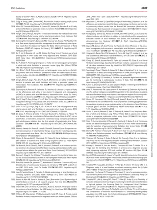 Society of Southern Africa (CASSA). Europace 2023;25:1249–76. https://doi.org/10.
1093/europace/euac123
1017. Clegg A, Young J, Iliffe S, Rikkert MO, Rockwood K. Frailty in elderly people. Lancet
2013;381:752–62. https://doi.org/10.1016/S0140-6736(12)62167-9
1018. Villani ER, Tummolo AM, Palmer K, Gravina EM, Vetrano DL, Bernabei R, et al. Frailty
and atrial fibrillation: a systematic review. Eur J Intern Med 2018;56:33–8. https://doi.
org/10.1016/j.ejim.2018.04.018
1019. Hang F, Chen J, Wang Z, Yan J, Wu Y. Association between the frailty and new-onset
atrial fibrillation/flutter among elderly hypertensive patients. Front Cardiovasc Med
2022;9:881946. https://doi.org/10.3389/fcvm.2022.881946
1020. Steinberg BA, Holmes DN, Ezekowitz MD, Fonarow GC, Kowey PR, Mahaffey KW,
et al. Rate versus rhythm control for management of atrial fibrillation in clinical prac­
tice: results from the Outcomes Registry for Better Informed Treatment of Atrial
Fibrillation (ORBIT-AF) registry. Am Heart J 2013;165:622–9. https://doi.org/10.
1016/j.ahj.2012.12.019
1021. Ko D, Lin KJ, Bessette LG, Lee SB, Walkey AJ, Cheng S, et al. Trends in use of oral
anticoagulants in older adults with newly diagnosed atrial fibrillation, 2010–2020.
JAMA Netw Open 2022;5:e2242964. https://doi.org/10.1001/jamanetworkopen.
2022.42964
1022. Bul M, Shaikh F, McDonagh J, Ferguson C. Frailty and oral anticoagulant prescription
in adults with atrial fibrillation: a systematic review. Aging Med (Milton) 2023;6:
195–206. https://doi.org/10.1002/agm2.12214
1023. Hu J, Zhou Y, Cai Z. Outcome of novel oral anticoagulant versus warfarin in frail eld­
erly patients with atrial fibrillation: a systematic review and meta-analysis of retro­
spective studies. Acta Clin Belg 2023;78:367–77. https://doi.org/10.1080/17843286.
2023.2179908
1024. Zeng S, Zheng Y, Jiang J, Ma J, Zhu W, Cai X. Effectiveness and safety of DOACs vs.
warfarin in patients with atrial fibrillation and frailty: a systematic review and
meta-analysis. Front Cardiovasc Med 2022;9:907197. https://doi.org/10.3389/fcvm.
2022.907197
1025. Grymonprez M, Petrovic M, De Backer TL, Steurbaut S, Lahousse L. Impact of frailty
on the effectiveness and safety of non-vitamin K antagonist oral anticoagulants
(NOACs) in patients with atrial fibrillation: a nationwide cohort study. Eur Heart J
Qual Care Clin Outcomes 2024;10:55–65. https://doi.org/10.1093/ehjqcco/qcad019
1026. Kim D, Yang PS, Sung JH, Jang E, Yu HT, Kim TH, et al. Effectiveness and safety of an­
ticoagulation therapy in frail patients with atrial fibrillation. Stroke 2022;53:1873–82.
https://doi.org/10.1161/STROKEAHA.121.036757
1027. Chao TF, Liu CJ, Lin YJ, Chang SL, Lo LW, Hu YF, et al. Oral anticoagulation in very
elderly patients with atrial fibrillation: a nationwide cohort study. Circulation 2018;
138:37–47. https://doi.org/10.1161/CIRCULATIONAHA.117.031658
1028. Da Costa A, Thévenin J, Roche F, Romeyer-Bouchard C, Abdellaoui L, Messier M,
et al. Results from the Loire-Ardèche-Drôme-Isère-Puy-de-Dôme (LADIP) trial on
atrial flutter, a multicentric prospective randomized study comparing amiodarone
and radiofrequency ablation after the first episode of symptomatic atrial flutter.
Circulation 2006;114:1676–81. https://doi.org/10.1161/CIRCULATIONAHA.106.
638395
1029. Natale A, Newby KH, Pisano E, Leonelli F, Fanelli R, Potenza D, et al. Prospective ran­
domized comparison of antiarrhythmic therapy versus first-line radiofrequency abla­
tion in patients with atrial flutter. J Am Coll Cardiol 2000;35:1898–904. https://doi.org/
10.1016/S0735-1097(00)00635-5
1030. Chinitz JS, Gerstenfeld EP, Marchlinski FE, Callans DJ. Atrial fibrillation is common
after ablation of isolated atrial flutter during long-term follow-up. Heart Rhythm
2007;4:1029–33. https://doi.org/10.1016/j.hrthm.2007.04.002
1031. De Bortoli A, Shi LB, Ohm OJ, Hoff PI, Schuster P, Solheim E, et al. Incidence and clin­
ical predictors of subsequent atrial fibrillation requiring additional ablation after cavo­
tricuspid isthmus ablation for typical atrial flutter. Scand Cardiovasc J 2017;51:123–8.
https://doi.org/10.1080/14017431.2017.1304570
1032. Rahman F, Wang N, Yin X, Ellinor PT, Lubitz SA, LeLorier PA, et al. Atrial flutter: clin­
ical risk factors and adverse outcomes in the Framingham Heart Study. Heart Rhythm
2016;13:233–40. https://doi.org/10.1016/j.hrthm.2015.07.031
1033. Roth GA, Mensah GA, Johnson CO, Addolorato G, Ammirati E, Baddour LM, et al.
Global burden of cardiovascular diseases and risk factors, 1990–2019: update from
the GBD 2019 study. J Am Coll Cardiol 2020;76:2982–3021. https://doi.org/10.
1016/j.jacc.2020.11.010
1034. Lippi G, Sanchis-Gomar F, Cervellin G. Global epidemiology of atrial fibrillation: an
increasing epidemic and public health challenge. Int J Stroke 2021;16:217–21.
https://doi.org/10.1177/1747493019897870
1035. Alonso A, Alam AB, Kamel H, Subbian V, Qian J, Boerwinkle E, et al. Epidemiology of
atrial fibrillation in the all of US research program. PLoS One 2022;17:e0265498.
https://doi.org/10.1371/journal.pone.0265498
1036. Ghelani KP, Chen LY, Norby FL, Soliman EZ, Koton S, Alonso A. Thirty-year trends in
the incidence of atrial fibrillation: the ARIC study. J Am Heart Assoc 2022;11:e023583.
https://doi.org/10.1161/JAHA.121.023583
1037. Williams BA, Chamberlain AM, Blankenship JC, Hylek EM, Voyce S. Trends in atrial
fibrillation incidence rates within an integrated health care delivery system, 2006 to
2018. JAMA Netw Open 2020;3:e2014874. https://doi.org/10.1001/jamanetwork
open.2020.14874
1038. Magnussen C, Niiranen TJ, Ojeda FM, Gianfagna F, Blankenberg S, Njølstad I, et al. Sex
differences and similarities in atrial fibrillation epidemiology, risk factors, and mortality
in community cohorts: results from the BiomarCaRE consortium (Biomarker for
Cardiovascular Risk Assessment in Europe). Circulation 2017;136:1588–97. https://
doi.org/10.1161/CIRCULATIONAHA.117.028981
1039. Rodriguez CJ, Soliman EZ, Alonso A, Swett K, Okin PM, Goff DC, Jr, et al. Atrial fib­
rillation incidence and risk factors in relation to race-ethnicity and the population at­
tributable fraction of atrial fibrillation risk factors: the multi-ethnic study of
atherosclerosis. Ann Epidemiol 2015;25:71–6, 76.e1. https://doi.org/10.1016/j.
annepidem.2014.11.024
1040. Ugowe FE, Jackson LR, 2nd, Thomas KL. Racial and ethnic differences in the preva­
lence, management, and outcomes in patients with atrial fibrillation: a systematic re­
view. Heart Rhythm 2018;15:1337–45. https://doi.org/10.1016/j.hrthm.2018.05.019
1041. Volgman AS, Bairey Merz CN, Benjamin EJ, Curtis AB, Fang MC, Lindley KJ, et al. Sex
and race/ethnicity differences in atrial fibrillation. J Am Coll Cardiol 2019;74:2812–5.
https://doi.org/10.1016/j.jacc.2019.09.045
1042. Chung SC, Sofat R, Acosta-Mena D, Taylor JA, Lambiase PD, Casas JP, et al. Atrial
fibrillation epidemiology, disparity and healthcare contacts: a population-wide study
of 5.6 million individuals. Lancet Reg Health Eur 2021;7:100157. https://doi.org/10.
1016/j.lanepe.2021.100157
1043. Svennberg E, Tjong F, Goette A, Akoum N, Di Biase L, Bordachar P, et al. How to use
digital devices to detect and manage arrhythmias: an EHRA practical guide. Europace
2022;24:979–1005. https://doi.org/10.1093/europace/euac038
1044. Spatz ES, Ginsburg GS, Rumsfeld JS, Turakhia MP. Wearable digital health technolo­
gies for monitoring in cardiovascular medicine. N Engl J Med 2024;390:346–56.
https://doi.org/10.1056/NEJMra2301903
1045. Cooke G, Doust J, Sanders S. Is pulse palpation helpful in detecting atrial fibrillation?
A systematic review. J Fam Pract 2006;55:130–4.
1046. Attia ZI, Noseworthy PA, Lopez-Jimenez F, Asirvatham SJ, Deshmukh AJ, Gersh BJ,
et al. An artificial intelligence-enabled ECG algorithm for the identification of patients
with atrial fibrillation during sinus rhythm: a retrospective analysis of outcome predic­
tion. Lancet 2019;394:861–7. https://doi.org/10.1016/S0140-6736(19)31721-0
1047. Hobbs FD, Fitzmaurice DA, Mant J, Murray E, Jowett S, Bryan S, et al. A randomised
controlled trial and cost-effectiveness study of systematic screening (targeted and to­
tal population screening) versus routine practice for the detection of atrial fibrillation
in people aged 65 and over. The SAFE study. Health Technol Assess 2005;9:iii–iv, ix-x,
1–74. https://doi.org/10.3310/hta9400
1048. Grond M, Jauss M, Hamann G, Stark E, Veltkamp R, Nabavi D, et al. Improved detec­
tion of silent atrial fibrillation using 72-hour Holter ECG in patients with ischemic
stroke: a prospective multicenter cohort study. Stroke 2013;44:3357–64. https://
doi.org/10.1161/STROKEAHA.113.001884
1049. Rizos T, Guntner J, Jenetzky E, Marquardt L, Reichardt C, Becker R, et al. Continuous
stroke unit electrocardiographic monitoring versus 24-hour Holter electrocardiog­
raphy for detection of paroxysmal atrial fibrillation after stroke. Stroke 2012;43:
2689–94. https://doi.org/10.1161/STROKEAHA.112.654954
1050. Doliwa PS, Frykman V, Rosenqvist M. Short-term ECG for out of hospital detection
of silent atrial fibrillation episodes. Scand Cardiovasc J 2009;43:163–8. https://doi.org/
10.1080/14017430802593435
1051. Tieleman RG, Plantinga Y, Rinkes D, Bartels GL, Posma JL, Cator R, et al. Validation
and clinical use of a novel diagnostic device for screening of atrial fibrillation. Europace
2014;16:1291–5. https://doi.org/10.1093/europace/euu057
1052. Kearley K, Selwood M, Van den Bruel A, Thompson M, Mant D, Hobbs FR, et al.
Triage tests for identifying atrial fibrillation in primary care: a diagnostic accuracy
study comparing single-lead ECG and modified BP monitors. BMJ Open 2014;4:
e004565. https://doi.org/10.1136/bmjopen-2013-004565
1053. Barrett PM, Komatireddy R, Haaser S, Topol S, Sheard J, Encinas J, et al. Comparison
of 24-hour Holter monitoring with 14-day novel adhesive patch electrocardiographic
monitoring. Am J Med 2014;127:95.e11–7. https://doi.org/10.1016/j.amjmed.2013.10.
003
1054. Turakhia MP, Hoang DD, Zimetbaum P, Miller JD, Froelicher VF, Kumar UN, et al.
Diagnostic utility of a novel leadless arrhythmia monitoring device. Am J Cardiol
2013;112:520–4. https://doi.org/10.1016/j.amjcard.2013.04.017
1055. Rosenberg MA, Samuel M, Thosani A, Zimetbaum PJ. Use of a noninvasive continu­
ous monitoring device in the management of atrial fibrillation: a pilot study. Pacing Clin
Electrophysiol 2013;36:328–33. https://doi.org/10.1111/pace.12053
1056. Turakhia MP, Ullal AJ, Hoang DD, Than CT, Miller JD, Friday KJ, et al. Feasibility of
extended ambulatory electrocardiogram monitoring to identify silent atrial fibrillation
in high-risk patients: the Screening Study for Undiagnosed Atrial Fibrillation
(STUDY-AF). Clin Cardiol 2015;38:285–92. https://doi.org/10.1002/clc.22387
1057. Rooney MR, Soliman EZ, Lutsey PL, Norby FL, Loehr LR, Mosley TH, et al. Prevalence
and characteristics of subclinical atrial fibrillation in a community-dwelling elderly
population: the ARIC study. Circ Arrhythm Electrophysiol 2019;12:e007390. https://
doi.org/10.1161/CIRCEP.119.007390
ESC Guidelines 3409
Downloaded
from
https://academic.oup.com/eurheartj/article/45/36/3314/7738779
by
guest
on
21
October
2024
 