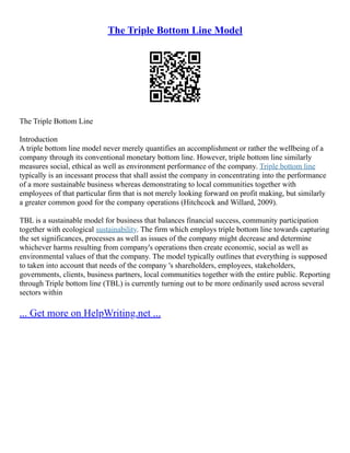 Bottom Line 63 A Triple Bottom Line Model | PDF