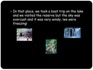 In that place, we took a boat trip on the lake and we visited the reserve but the sky was overcast and it was very windy, ¡we were freezing¡