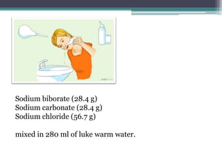 Sodium biborate (28.4 g)
Sodium carbonate (28.4 g)
Sodium chloride (56.7 g)

mixed in 280 ml of luke warm water.

 