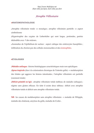 Atrophie Villositaire Atrophie Villositaire