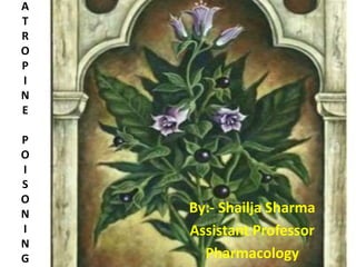 A
T
R
O
P
I
N
E
P
O
I
S
O
N
I
N
G
By:- Shailja Sharma
Assistant Professor
Pharmacology
 